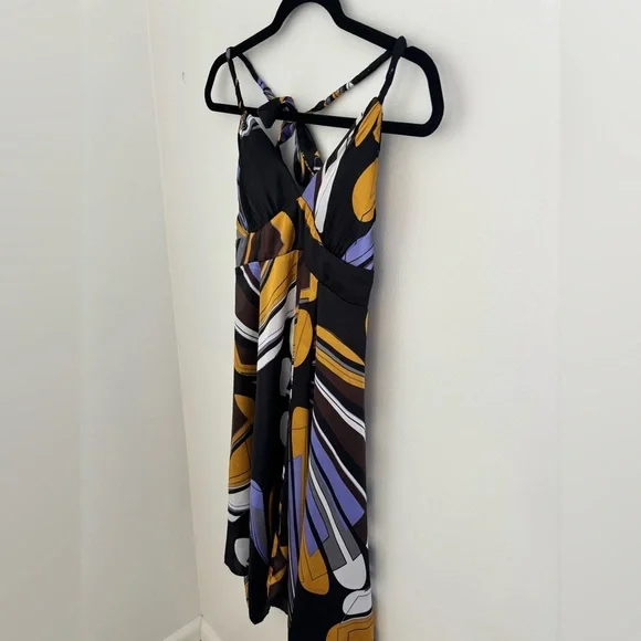 Vintage Satin Multi Colour Patterned Dress - Picture 5 of 10